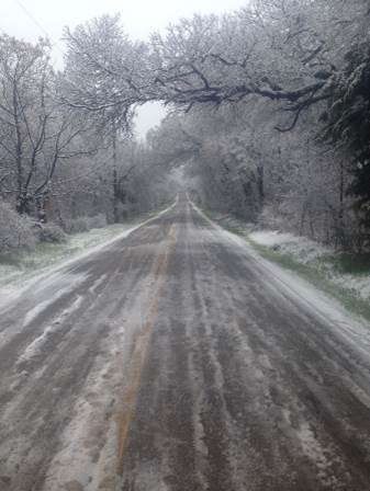 Stretch of Road with Snow and Ice